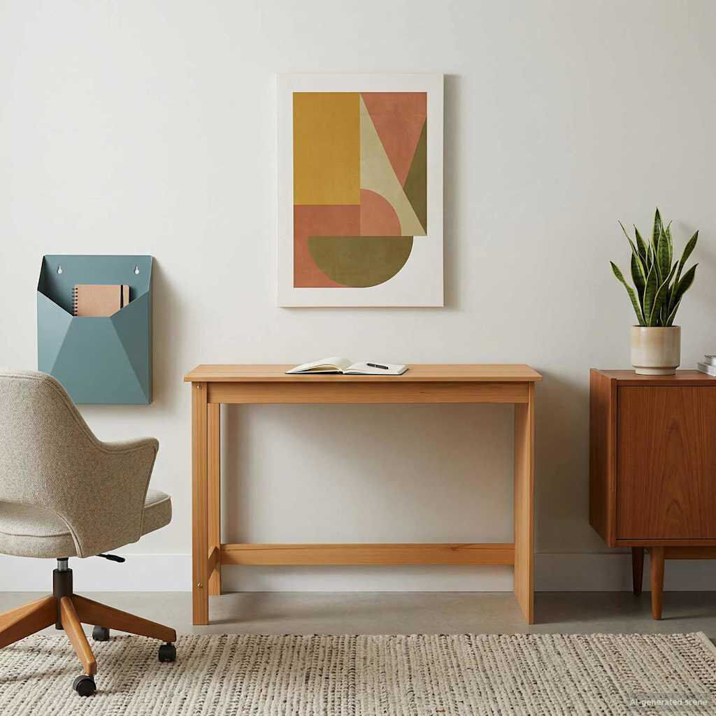 17 Stories Writing Desk Honey Brown 75cm H X 112cm W X 50cm D