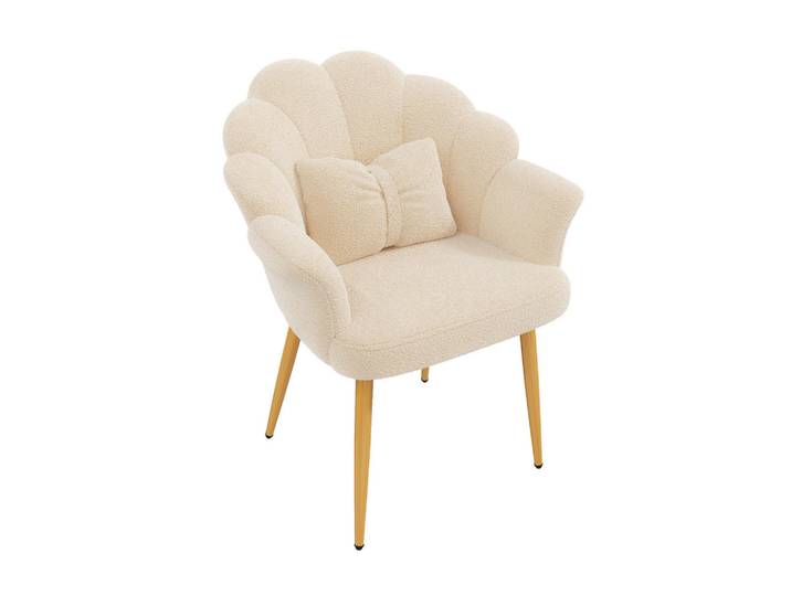 ComfortXL Armlehnstuhl Blütenblatt-Design mit Schleifenkissen, De-42136, Beige, 65.5x85x64 cm, Esszimmer, Stühle, Armlehnstühle