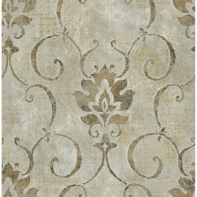 Seabrook Designs Brielle Damask Unpasted Wallpaper