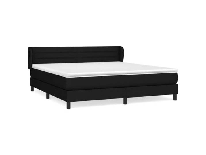 PUGYNBK Boxspringbett, 180 x 200 cm, mit Textilmatratze, Schwarz Verstellbares Kopfteil, Taschenfederkerne, mittlere Festigkeit, atmungsaktiv, inklusive Montageanleitung (evtl. nicht in