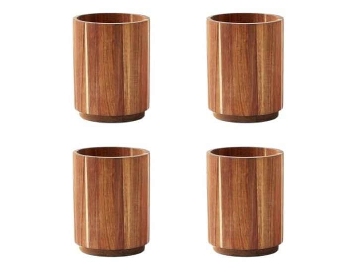 Kexpery Utensilienhalter aus Akazienholz, drehbar 360 Grad, für die Küche Utensilienhalter aus Akazienholz mit 360-Grad-Drehung, um Pfannenwender, Schöpfkellen und Schneebesen griffbereit zu halten