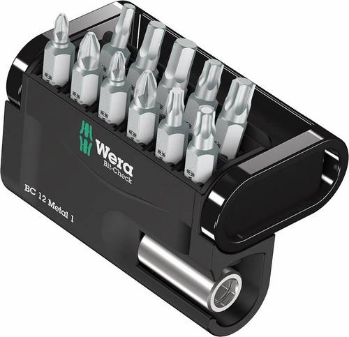 Wera Bit-Check 12 Metal 1 05057424001 Bit-Set 12teilig Kreuzschlitz Pozidriv, Kreuzschlitz Phillips, Innen-Sechskant, Innen T-Profil