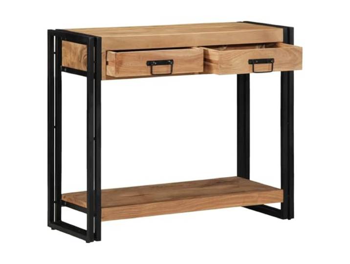Schubladenkonsole Braun 90 x 33 x 75 cm Akazie Massivholz Stabiler Stahlrahmen, glatte Schubladen, rustikaler Stil, einfache Montage, für Flur und Wohnzimmer