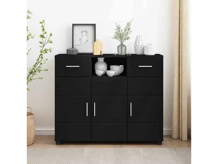 Moderne Buffet Salon Classique - Commode Chambre Elégant Buffet avec tiroir Noir 88.5x30.5x73 cm Bois d'ingénierie @FR(370793)