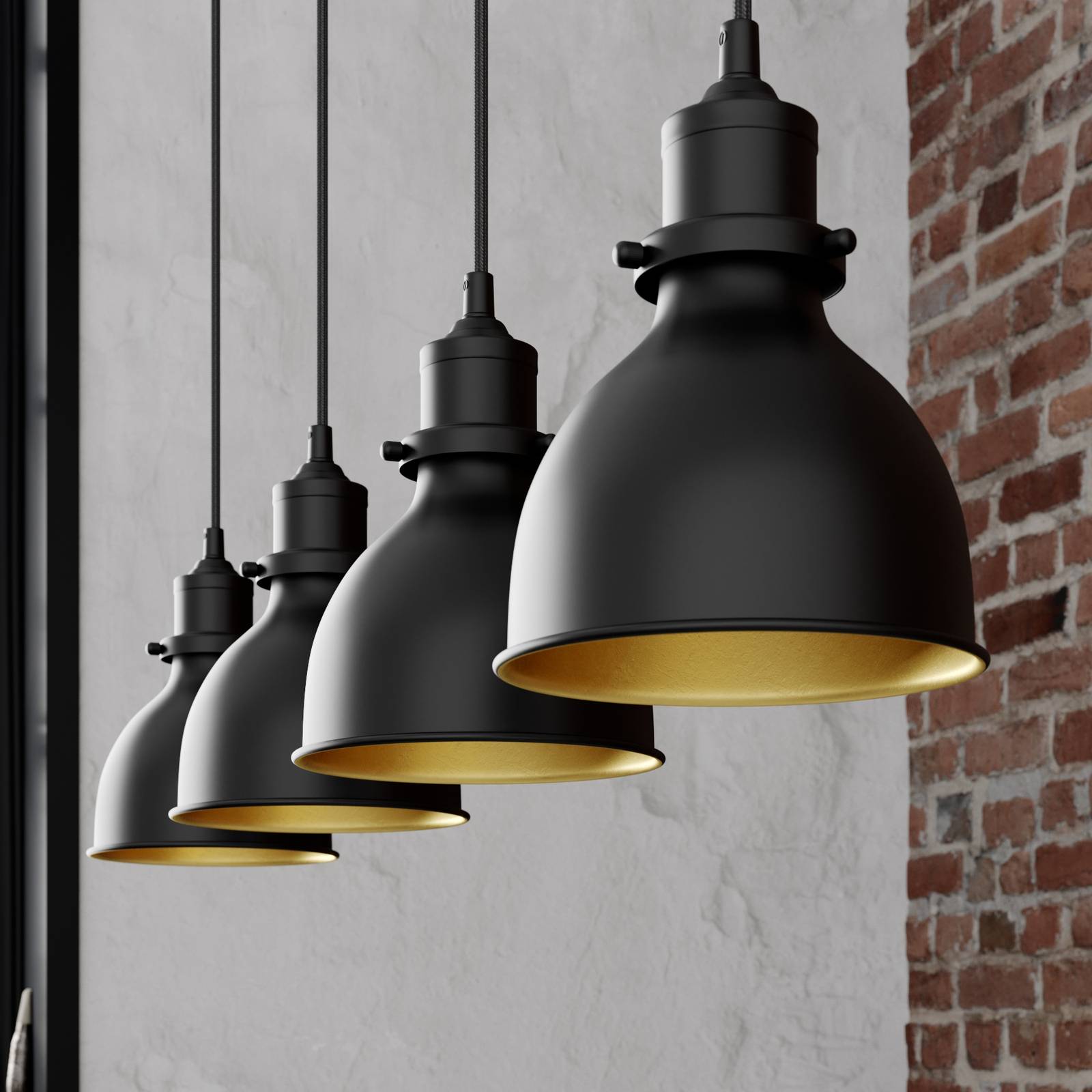 Hängelampe Jasminka Lindby, dimmbar, schwarz, für Küche, Metall, Industrielles Design, Pendelleuchte