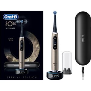 Oral-B Elektrische-Zahnbürste iO Series 10 Ultimate Lunar Gold, 7 Putzmodi, mit iOsense Ladestation und Lade-Reiseetui