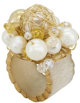 Saro Lifestyle Glitzy Affair Beaded Napkin Ring (Set of 4) - Gold