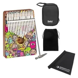 Sela SE254 Kalimba Mahagoni 17 Little MonstermitTuch (Perkussion), Perkussion, Braun