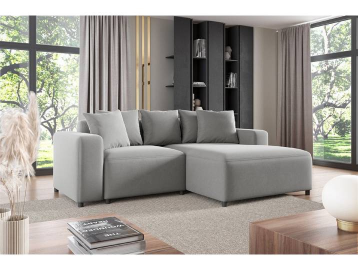Fun Möbel Ecksofa Designersofa MEGAN XS Velourstoff Salvador, ink. 5 Zierkissen, Rundumbezug