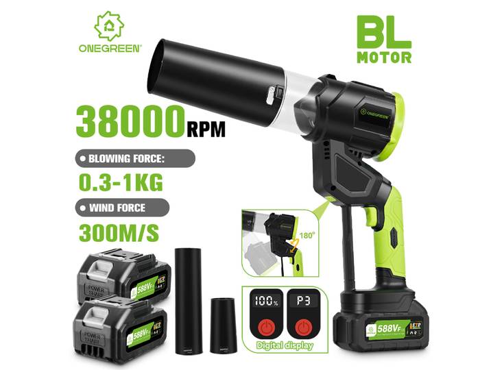 ONEGREEN 7000W ventilateurs Turbo électriques sans brosse ventilateur à Jet 300000 tr/min batterie souffleur de feuilles outil de soufflage pour Makita 18V batterie broche