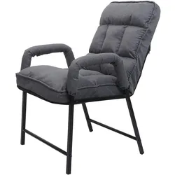 Esszimmerstuhl MCW-K40, Stuhl Polsterstuhl, 160kg belastbar Rückenlehne verstellbar Metall ~ Stoff/Textil dunkelgrau