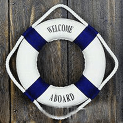 Inspire Picks Nautical Life Buoy Wall Decor Red & Blue Coastal Beach House Accent blue 25cm