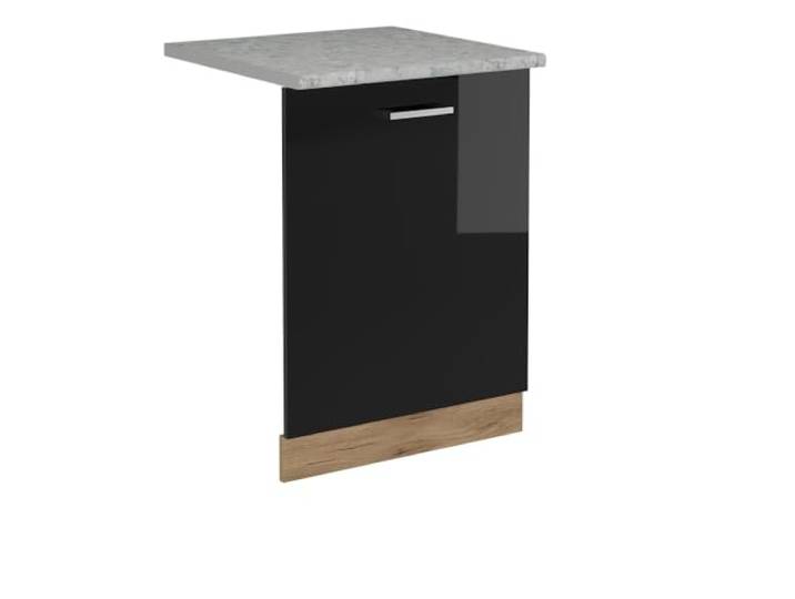 Vicco Geschirrspülblende R-Line, Schwarz Hochglanz, 60 cm Für 60 cm vollintegrierten Geschirrspüler · Arbeitsplatte Marmor · Passend zur Küchenfront · Metallgriffe