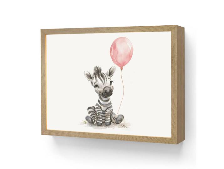 OnlyWow Nachttischlampe MIT Akku Zebra - Baby - Tiere - Rosa Luftballon 40x30 cm, Weiß, Rechteckig, LED integrated, 40x30x8 cm, Lampen & Leuchten, Innenbeleuchtung, Nachtlichter