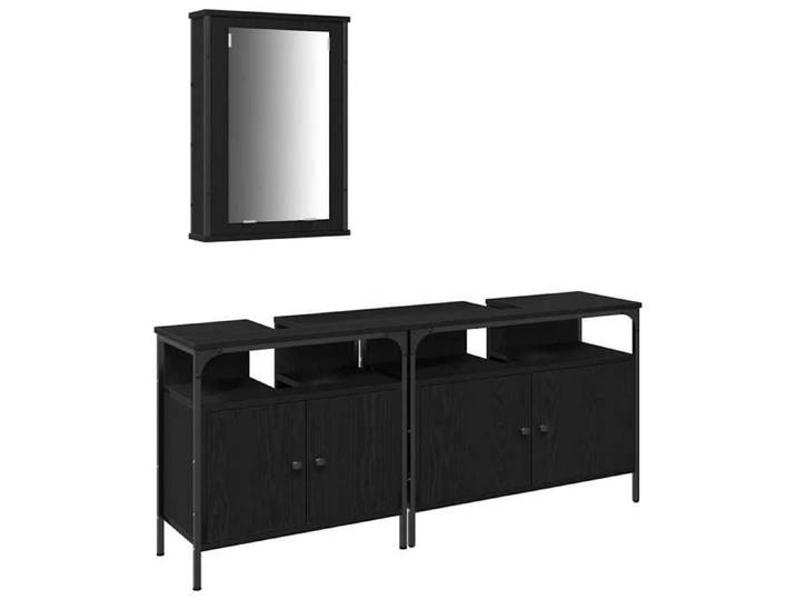 BEL-ACHAT* Armoire classique SDB - Meubles de salle de bain 3 pcs Noir Bois d'ingénierie @Pr4012648