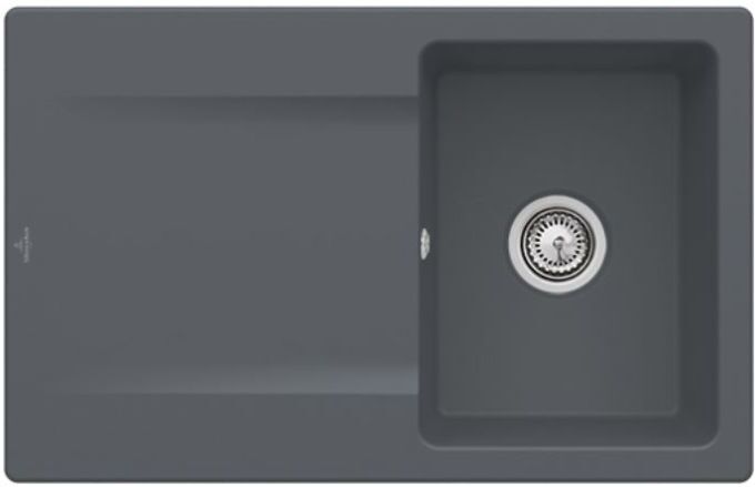Villeroy und Boch Villeroy & Boch Siluet Einbauspüle 333401i4 mit Ablaufgarnitur und Handbetätigung, Graphit