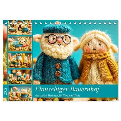 Flauschiger Bauernhof. Gestrickte Tierchen für Herz und Seele (Tischkalender 2027 DIN A5 quer), CALVENDO Monatskalender