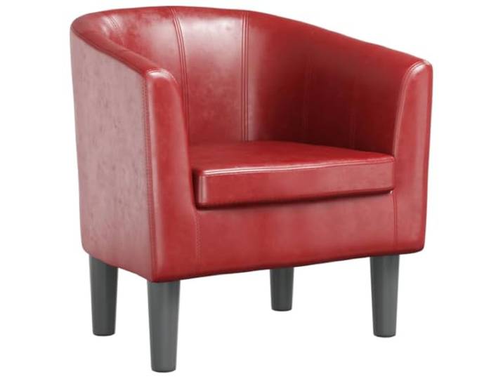 NLQMSU Moderner Cabrio-Sessel, bordeauxrot, Kunstleder Schmutzabweisendes PU-Leder, feucht abwischbar, Rahmen aus Sperrholz und Kiefernholz, max. 110 kg