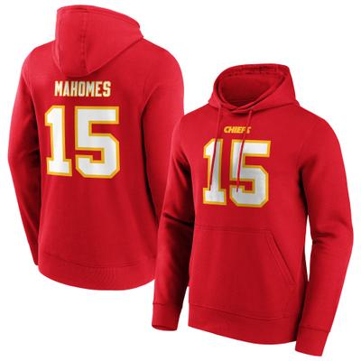 Kapuzenpullover FANATICS "Fanatics Hoodie Kansas City Chiefs Graphic Mahomes 15", Damen, Gr. M, rot, 80% Baumwolle, 20% Polyester, Pullover Kapuzenpullover