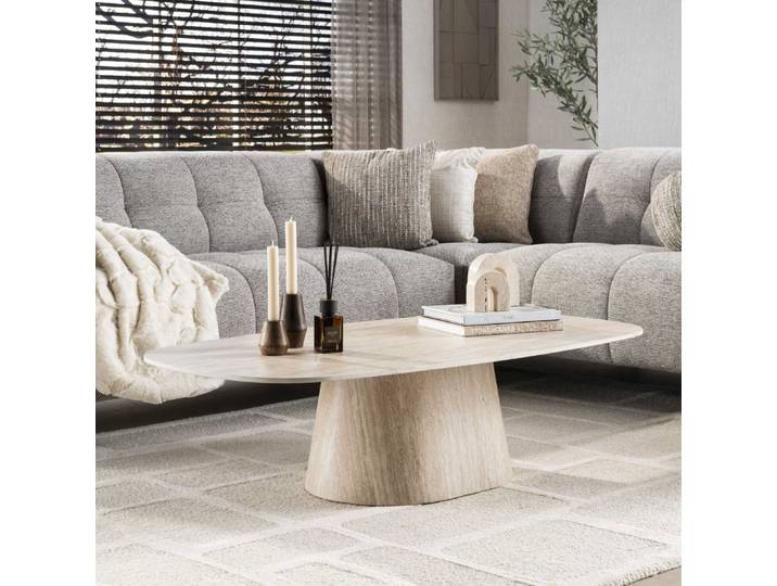 Couchtisch Nische , 3D Keramik Travertin , 135 cm , beige