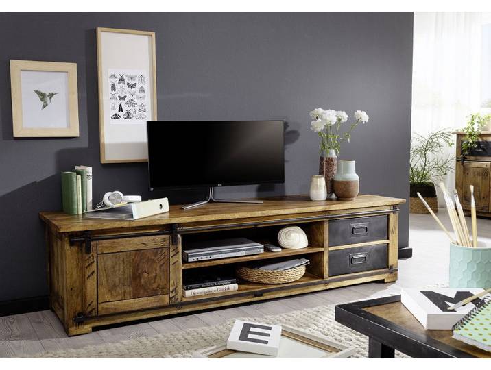 TV Board 200x50cm 'Railroad' Mango & Eisen