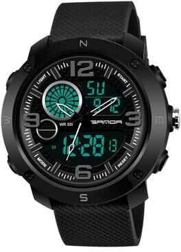 Everyday Crate SANDA 762 Digital Sports Watch For Men Waterproof LED Night Light Multifunction Wrist Watch gray