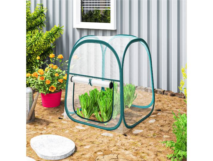 Outsunny Mini Serre PVC Transparent 70x70x80cm Extérieur/Intérieur