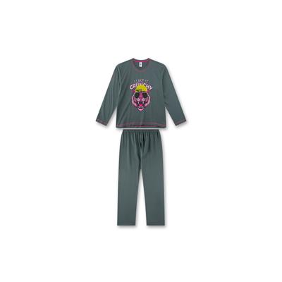 Schlafanzug SANETTA "Pyjama Pyjama Teenager lang I like it crunchy 1er Pack", Mädchen, Gr. 152, grün, Obermaterial: 100% Baumwolle CO., Homewear-Sets Schlafanzug