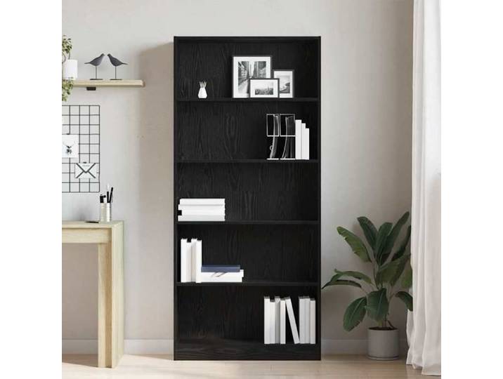 55018 Etagère bibliothèque - MEUBLECHIC - avec stockage - Pour salon - chêne noir 80x24x176 cm bois d'ingénierie Printemps/été