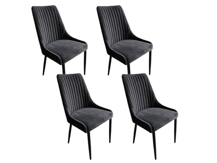 Meble Ares 4er Set Esszimmerstühle Massimo - ‎48 x 52 x 100 cm Esstisch Stühle - Stühle Esszimmer, Küchenstühle, Wohnzimmerstühle - Polsterstuhl Esszimmer - Buchenholz, Samt ‎Dunkelgrau, Metal
