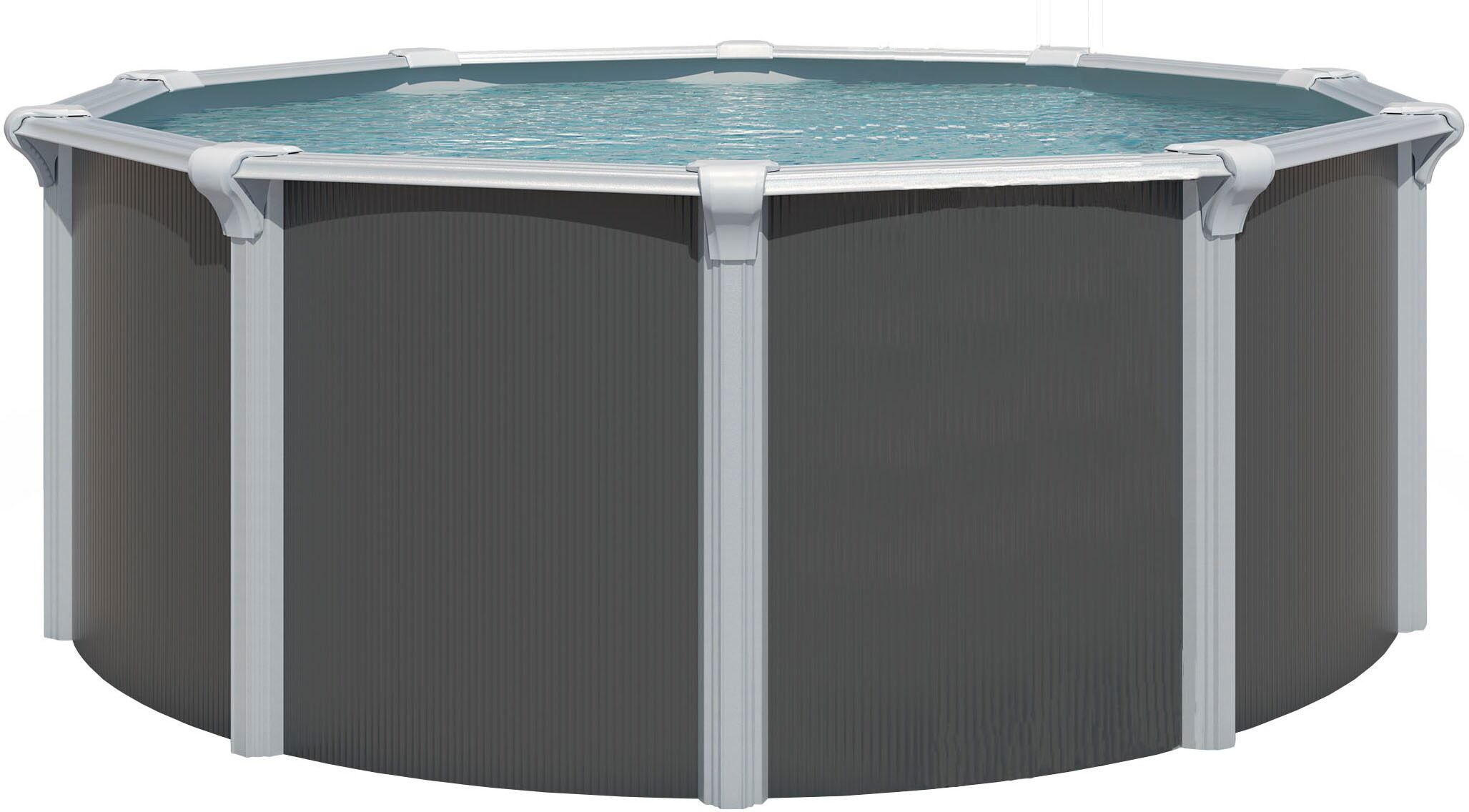 Rundpool KWAD "Green line Evolution", grau (design, innenfarbe: grau), H:132cm Ø:550cm, Schwimmbecken, Rundpool, 5,5x1,32 Design Folie in blau, sand oder grau erhältlich