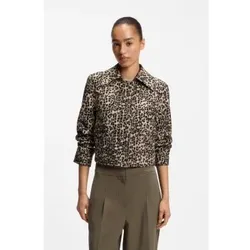BOSS für Damen. 50563276 Jacke Janima mit Animal-Print-Muster (38), Beige, Lässig, Tierdruck, Baumwolle