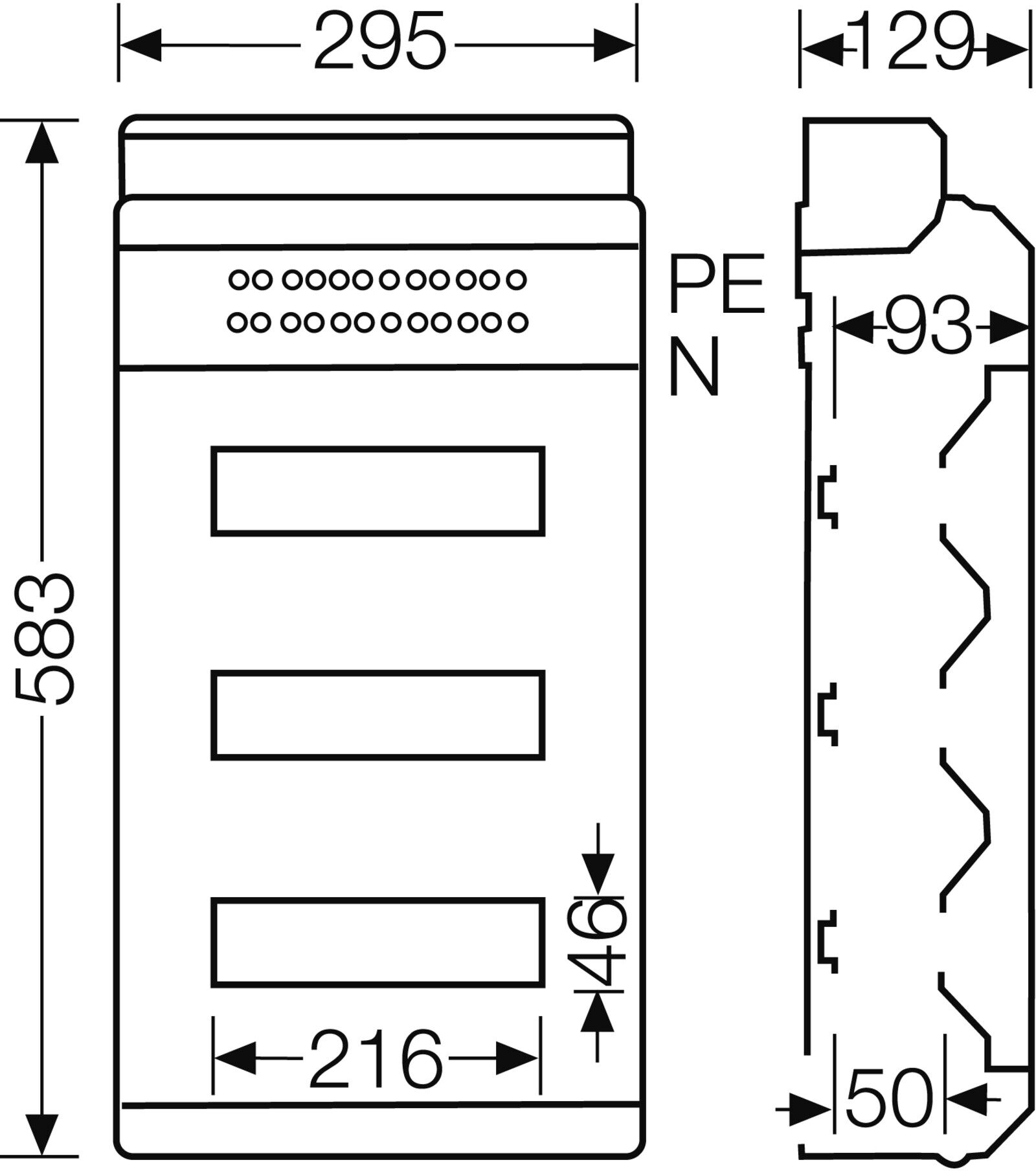 Hensel KV 90-Automatengehäuse 36 TE, IP 65 9336 NT (61001145)