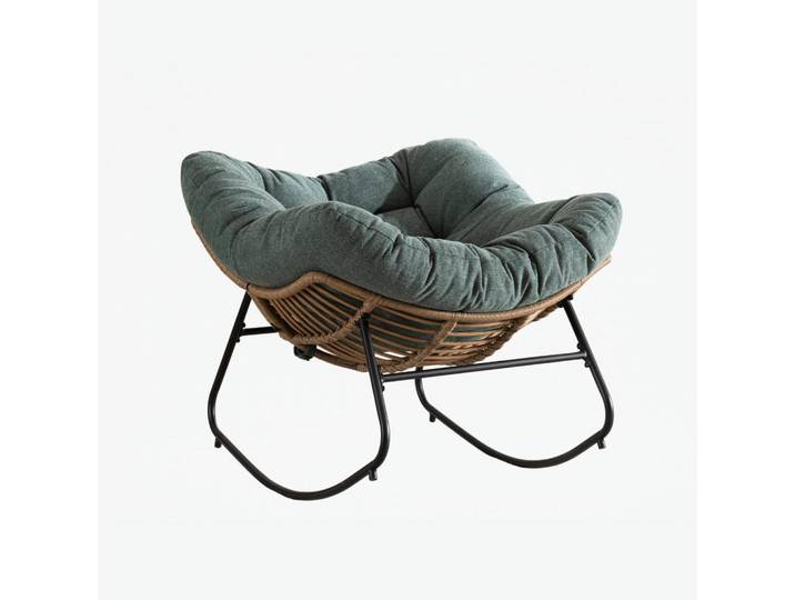 Oxeza Schaukelstuhl Grün Chenille, Metallrahmen, Mode, 107x83x95 cm, Wohnzimmer, Sessel, Schaukelstühle