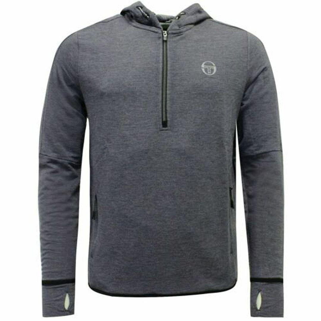 Sergio Tacchini Langarm halb Reißverschluss auf Kapuze graue Herren Idra Pullover 37678 961