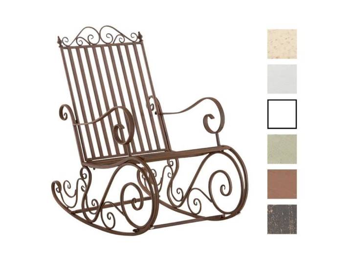 CLP Fauteuil à bascule Smilla en fer forgé et design antique Marron