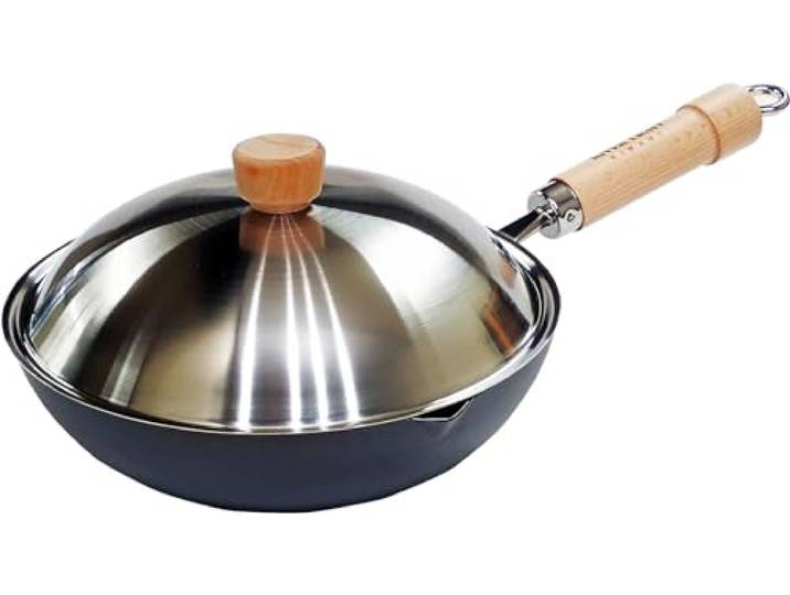 River Light Riverlight Bratpfannen-Set aus Eisen, Extreme Japan, 26 cm, Deckel inklusive, Induktionskompatibel, hergestellt in Japan, Wok