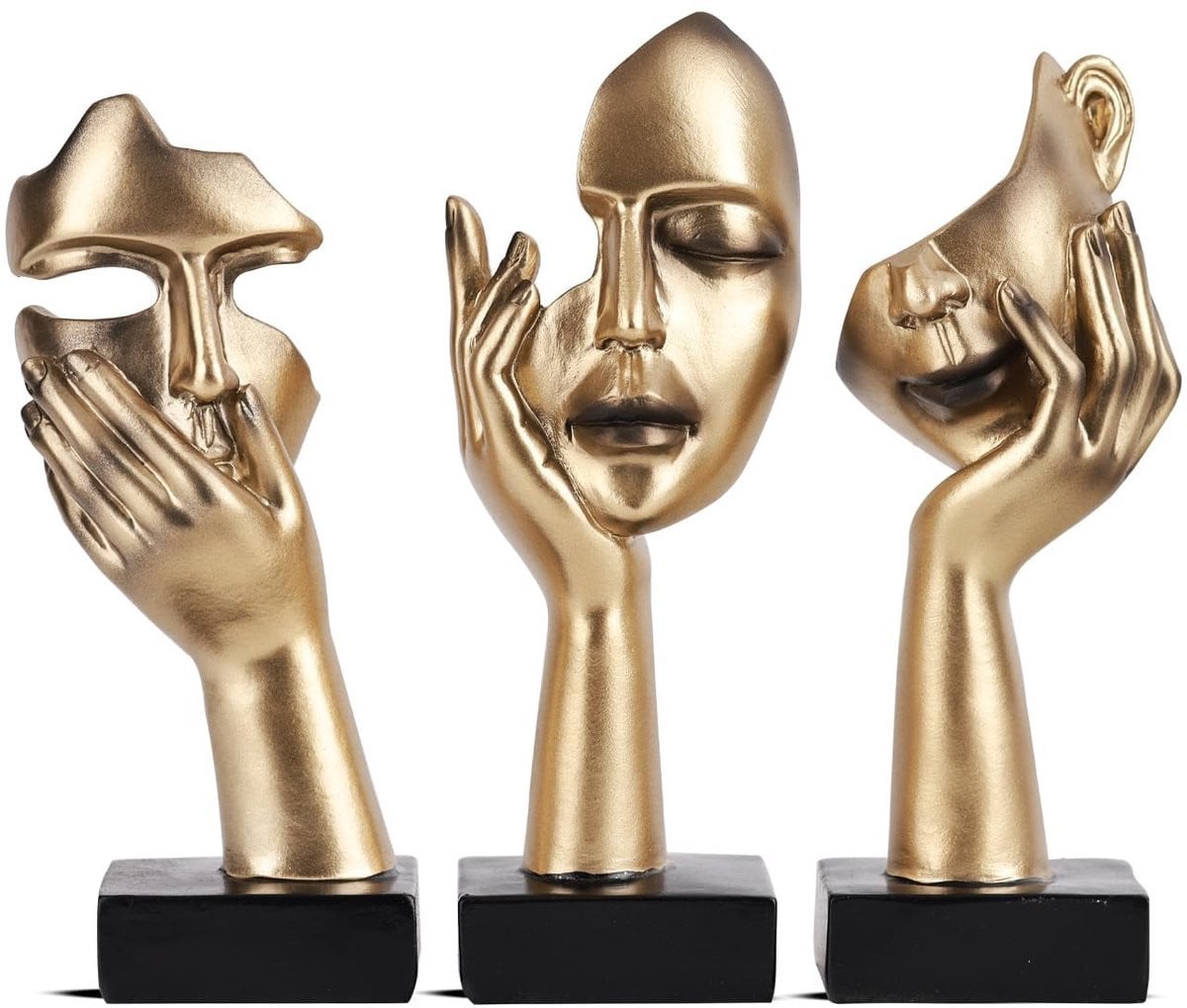 Omgoods Set van 3 Gouden Abstracte Kunstfiguren voor Tafeldecoratie