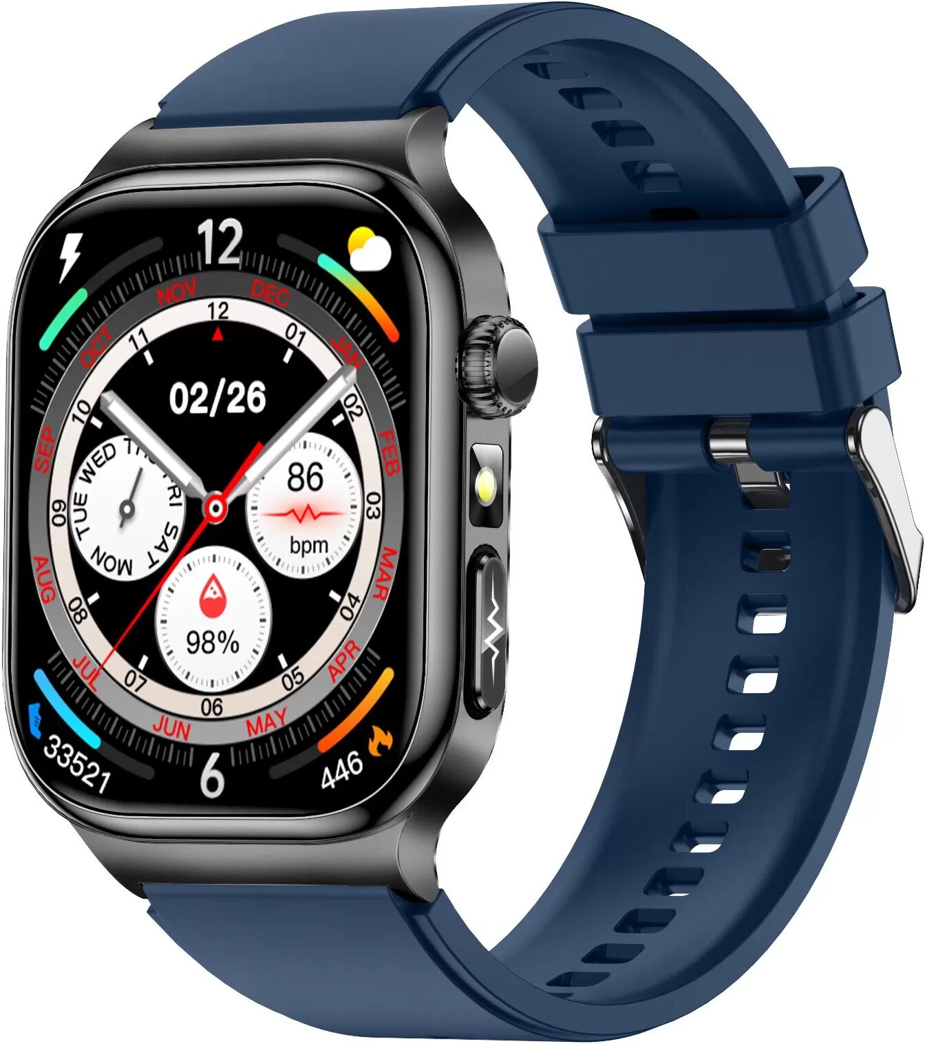INF 2.04-Zoll AMOLED Smartwatch mit hoher Auflösung und Gesundheitsüberwachung Blau