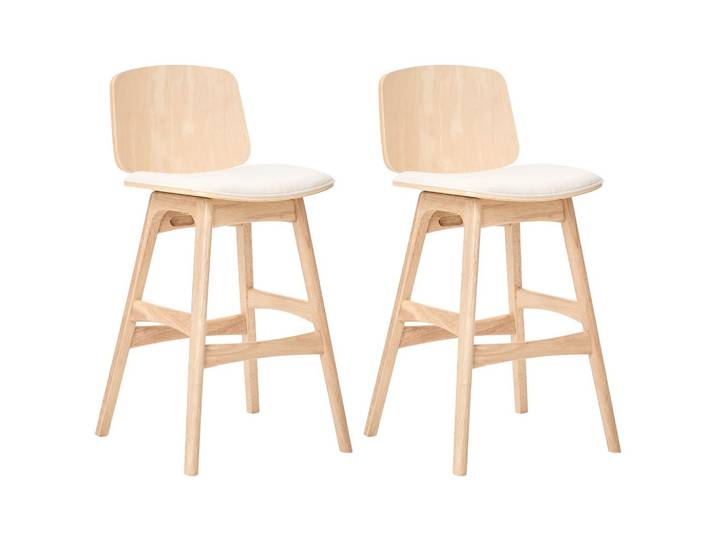 BARSTUHL 2er-Set Holz Hellbraun/Hellbeige Charleston