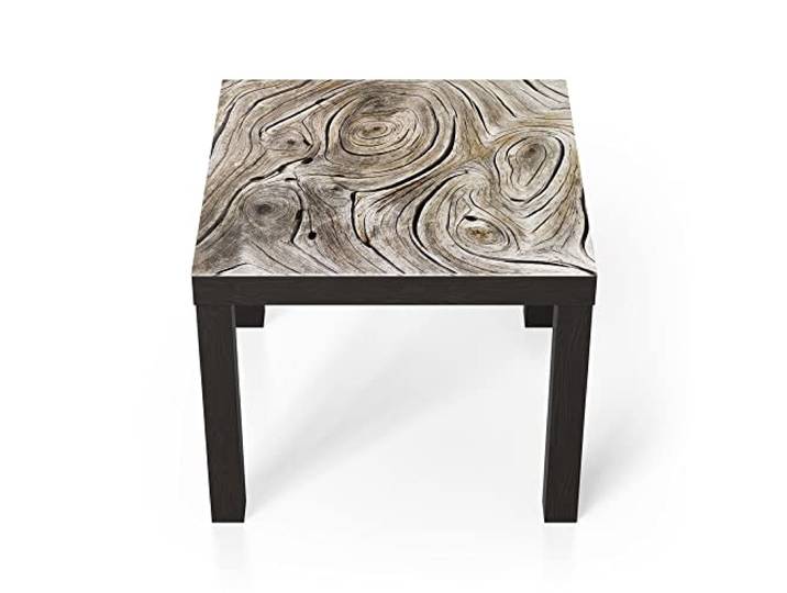 DEQORI Glastisch schwarz klein 55x55 cm Motiv Verwittertes Holz ausgefallener Beistelltisch aus Glas Hochglanz Couchtisch fürs Wohnzimmer moderner Couch Tisch mit Design