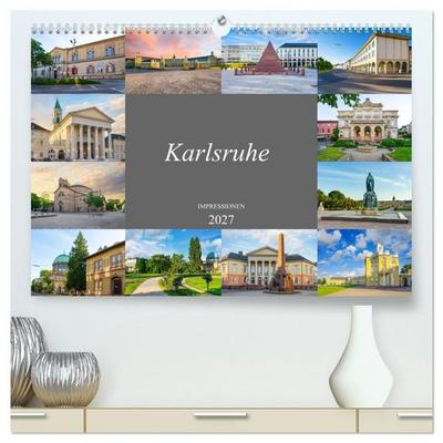 Karlsruhe Impressionen (hochwertiger Premium Wandkalender 2027 DIN A2 quer), Kunstdruck in Hochglanz