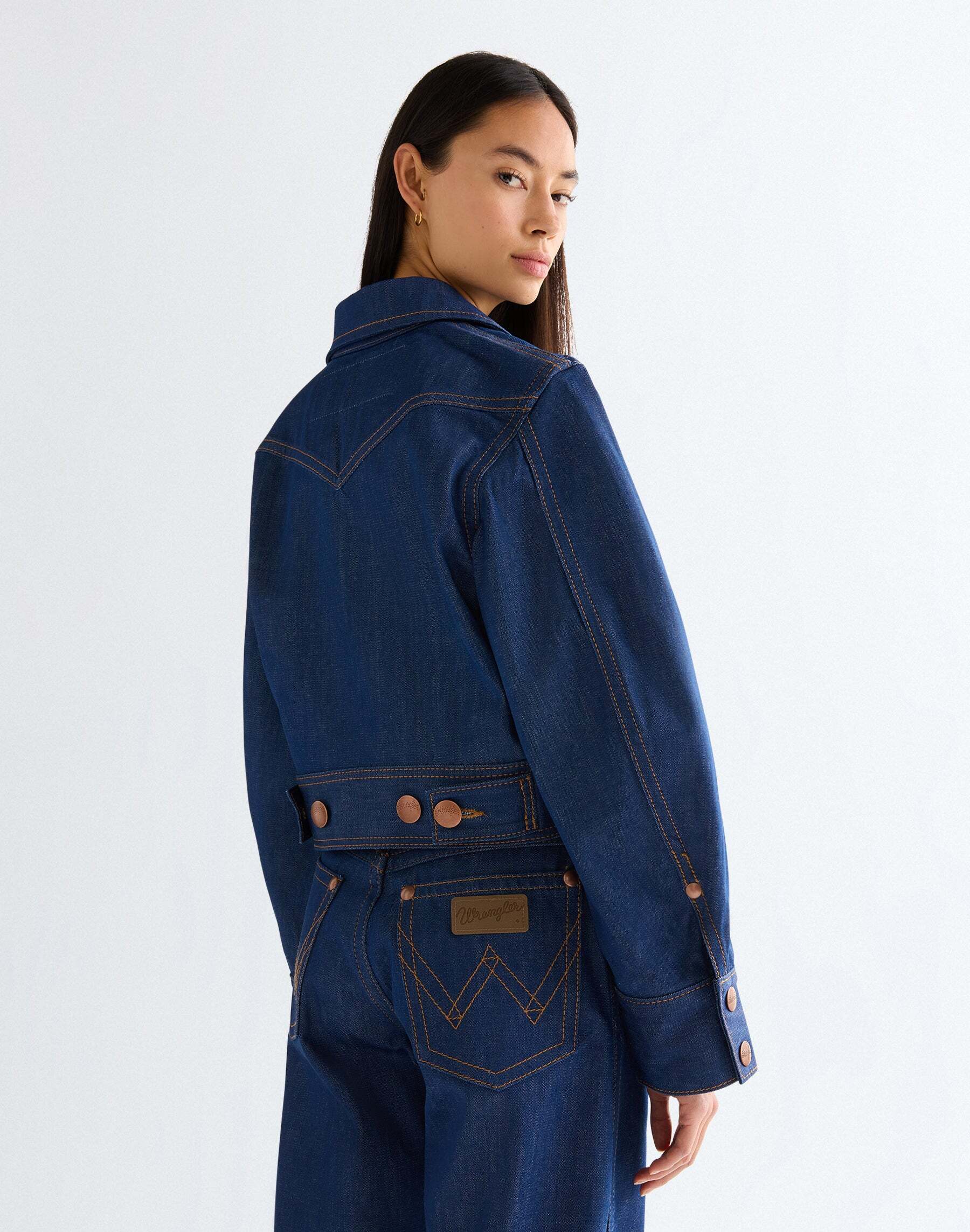 Jeansjacke WRANGLER "WRANGLER Jeansjacke Super Wrangler", Damen, Gr. S, blau, Obermaterial: 80% Baumwolle CO. 20% Baumwolle CO recyc.., Jacken Jeansjacke blau S