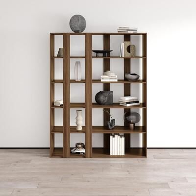 Meble Furniture Turin Modern Bookcase, 59.1W x 15.8D x 70.5H inches, Matte Finish, European Design