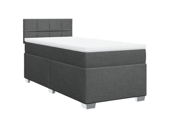 PUGYNBK Boxspringbett, Dunkelgrau, 90 x 190 cm Taschenfederkernmatratze, abnehmbarer Matratzenschoner, robuste Beine, Lattenrost