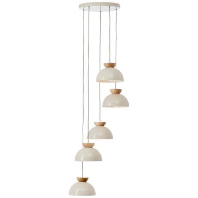 BRILLIANT Pendelleuchte "Nalam", beige (natur, beige), 5, Ø 45cm, 1 Stk., Leuchten, 166 x 45 cm, E14, kürzbar, Metall/Holz, natur/beige, Pendelleuchte