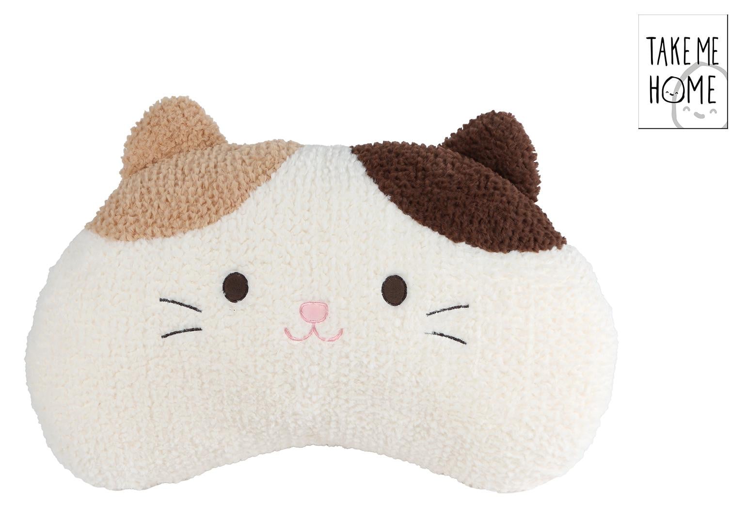 Take Me Home pluche kattenkussen wit, 53 x 33 cm