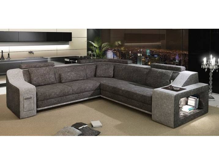 JVmoebel Ecksofa Leder-Textil Wohnlandschaft mit USB-Anschluss und stilvollem Design, Made in Europa