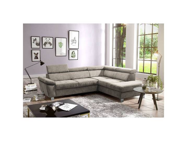 Ecksofa Waal II Grau/Cappuccino Microfaser 252 x 76 x 208cm Ottomane davorstehend rechts ohne Schlaffunktion Modern