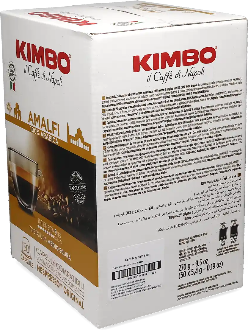 Kimbo   Amalfi 100% Arabica - 50 Capsules de café pour Nespresso® - Café noir - Compatible Nespresso®